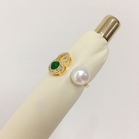 SHDIYAYUN Vente chaude Bague en forme de gourde Plaqué or 18 carats Bague en perle d'eau douce naturelle Bijoux pour femmes