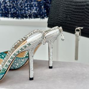 Tacones de aguja de lujo con punta en pico y diamantes de imitación degradados para mujer, sandalias de tacón alto para fiesta de verano - Product Image 5