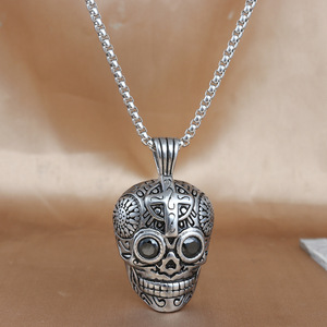Stainless Steel Skull Pendant With <b>Cross</b> Design For Men And Women Fashion Necklace 23047 - Product Image 1