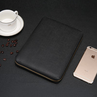 A5 Padfolio Gestión Cuaderno Cremallera Portafolio Diario Organizador Agenda Logotipo en relieve personalizado Portador de archivos Carpeta
