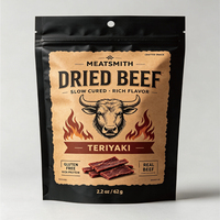 Kemasan Pouch Stand Up Resealable Food Grade untuk Daging Sapi Kering, Camilan Daging Kering, Cetak Logo Custom, Kantong Kemasan Makanan Ziplock