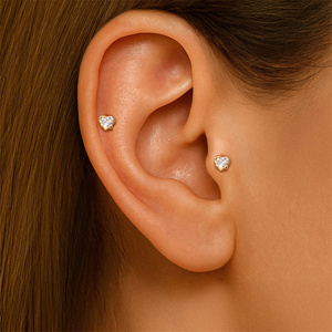 Pendientes de Plata de Ley 925 con Forma de Corazón, Estrella, Trébol, Borla, Doble Corazón y Circonita, para Mujer - Product Image 4