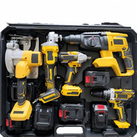 Kit combiné d'outils électriques sans fil au lithium-ion : marteau perforateur, meuleuse d'angle, perceuse, clé à chocs