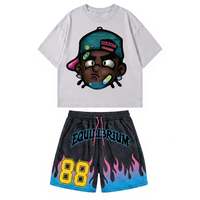 Ensemble T-shirt et short décontracté en coton surdimensionné pour homme – Tenue sportive d'été haut de gamme avec couleurs personnalisables et séchage rapide