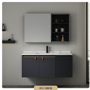 CR Grey <b>Bathroom</b> Vanity Set 80cm <b>Wall</b> Mounted Solid <b>Wood</b> <b>Cabinet</b> Ceramic Basin Mirror - Product Image 3