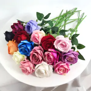 YIWAN Amazon Single Stem Artificial Silk Velvet acacia rose Cheap Flowers for Home Wedding Decorative Flowers Hot Sale