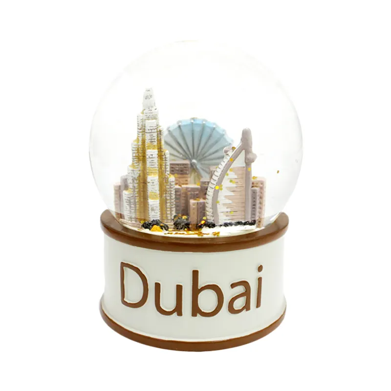 In resina personalizzata 3D che costruisce souvenir turistico regalo di vetro snowglobe I love dubai country souvenir snow globe