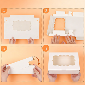 Cajas para Pasteles con Ventana al por Mayor, Cajas Desechables para Regalo de Macarons, 12*8*2.5 Pulgadas, Embalaje de Grado Alimenticio para Repostería Casera, Cafeterías y Postres - Product Image 4