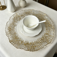 Assiettes rondes en plastique de 13 pouces avec bordure dorée, réutilisables, décoration de table pour les événements de mariage