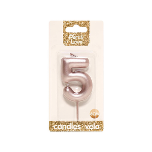 Party Love <b>Candle</b> Number 5 <b>Rose</b> <b>Gold</b> 6Cm Birthday Cake Decor - Product Image 1