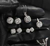 Harga Pabrik, Promo Besar, Grosir Perhiasan Perak Sterling 925 Moissanite, Set Perhiasan Wanita, Anting, Cincin, Kalung