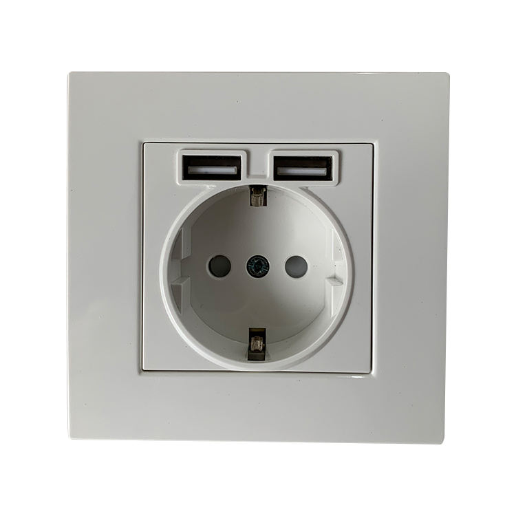 European Socket EU Standard 2pin Electrical Outlet 2USB Socket PC Germany 16A Outlet Socket for House