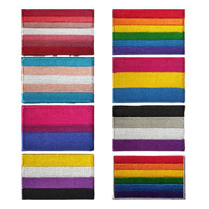 레인보우 플래그 자수 패치 3D 멀티 컬러 패브릭 게이 트랜스젠더 셔닐 실 자수 패치 - Product Image 4