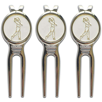 Outils de réparation de divots de golf en métal avec logo personnalisé, marqueur de balle, fourche de golf, clip de chapeau et marqueur magnétique – Accessoires de golf essentiels