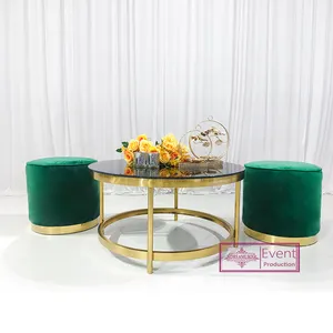 Table basse ronde en verre transparent, style fonctionnel, en acier inoxydable doré, table d'appoint de fête