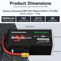 Batterie à semi-conducteurs Racepow HV 80000mAh 6S 12S 14S 18S de haute qualité pour drone UAV VTOL