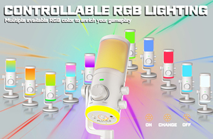 Microfono a Condensatore RGB AM6 Type-C con Monitoraggio e Cancellazione del Rumore, Microfono Cablato per Gaming PC e Registrazione - Product Image 3