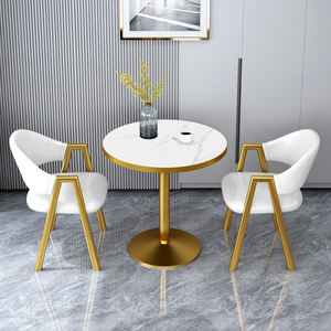 モダンでシンプルな円形ダイニングテーブルセット 2名様用 椅子付き 家庭、ホテル、別荘向け パネルウッドスタイル ダイニングルーム家具 - Product Image 1