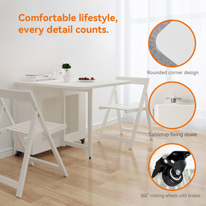 Manufacturer Wholesale Modern Space Saving Home Furniture Kitchen Wooden <strong>Folding</strong> <strong>Dining</strong> Table <strong>Set</strong> - Product Image 5