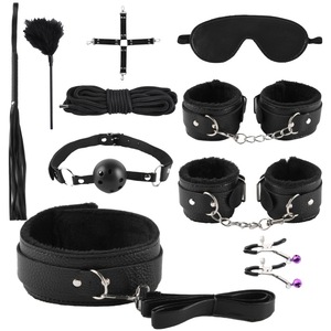 Set di 10 Pezzi in Pelle e Peluche per Giochi per Adulti, Manette, Giocattoli Sessuali Alternativi, Bondage e Discipline per Coppie BDSMA0008 - Product Image 1