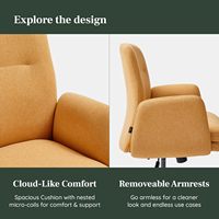 Bras amovibles en tissu de chaise de bureau moderne du milieu du siècle Design à mi-dos Confort de luxe en forme de nuage réglable