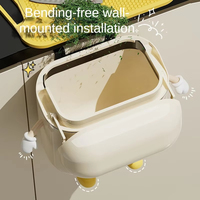 Poubelle murale DIY couleur crème avec couvercle pour cuisine et salle de bain, pour déchets alimentaires, sans besoin de se pencher, design élégant, grande capacité