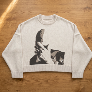 Pull en tricot à col rond pour homme, hiver, avec motif de personnage, logo sur le devant, coupe ample, manches régulières - Product Image 3