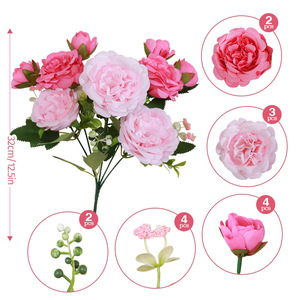 Flor Artificial de Peonía y Rosa Persa, 5 Cabezas, Estilo Primaveral, Flor de Seda en Relieve para Decoración del Hogar, Boda y Día de San Valentín - Product Image 4