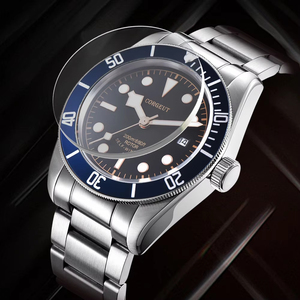 CORGEUT Reloj mecánico automático para hombre, correa de acero inoxidable, bisel rojo, esfera negra, cristal de zafiro, reloj deportivo de buceo de 40mm - Product Image 6