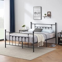 Meubles de chambre à coucher en métal en acier de taille double en fer de conception de couleur noire