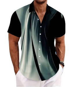 Thời Trang Mùa Hè Cộng Với Kích Thước Của Nam Giới Giản Dị Ngắn Tay Áo Dệt Kim Áo Sơ Mi Sọc Đồ Họa In 3D Phong Cách Sừng Nút Cho Bãi Biển Kỳ Nghỉ - Product Image 5