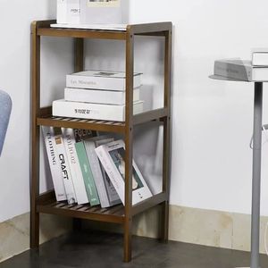 Étagère à livres en bois de style scandinave à 3 niveaux, couleur café, pour la maison ou le bureau - Product Image 1