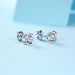 <span class=keywords><strong>Pendientes</strong></span> de Botón de Plata de Ley S925 con Incrustaciones de Oro Blanco, Joyería Fina con Moissanita de Corte Redondo VVS GRA para Mujer - Product Image 2