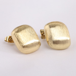 <b>Stud</b> <b>Earrings</b> 19MM Square Brushed Gold Silver Stainless Steel Geometric Fashion Jewelry - Product Image 3