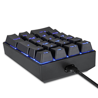 Motospeed K23 bleu LED rétro-éclairé USB filaire numéro 21 touches main gauche Mini clavier à une main clavier de jeu