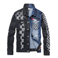 Veste en jean élégante vintage pour hommes, 100% coton impression 3D, manteau à boutons brodés, streetwear