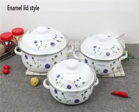 Casserole classique à double anse, ensemble d'ustensiles de cuisson en émail pour la maison, compatible induction et gaz, en métal durable