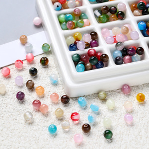 Perles rondes en résine de 6 mm, couleurs mélangées, trou traversant, pour la fabrication de bijoux DIY, bracelets, colliers, fournitures d'artisanat - Product Image 1