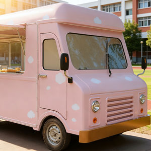 Carrito de Venta Móvil de Helados Rosa y Blanco con Diseño Divertido de Nubes, Acero Inoxidable, 4 Estantes, para Jardín, Parque o Catering - Product Image 3