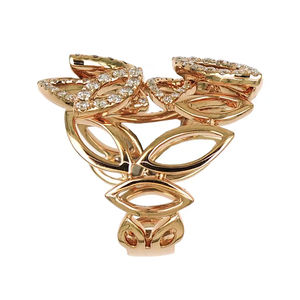 Bague en or massif 18 carats, grand cercle entrelacé, design vintage, luxe léger, diamant - Product Image 1