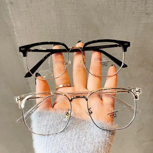 Lunettes anti-lumière bleue demi-cadre Qianai, verres ovales en PC, style coréen unisexe P4 21082 - Product Image 2