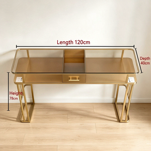 Mesa de Manicura de Lujo con Silla, Superficie de Vidrio, Moderna, para Salón de Uñas, para 1/2/3 Personas - Product Image 4