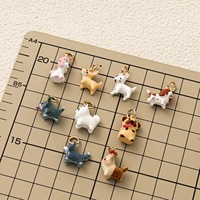 Pendentif Chien de Dessin Animé Mignon, Breloques en Céramique avec Finition Émail, Bijoux Animaux, Anneau Doré pour Collier, Bracelet, Cadeau DIY