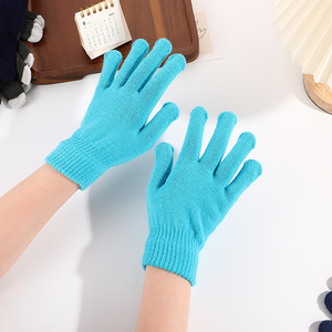 Gants unisexes pour adultes à prix de gros, gants d'hiver chauds et épais en tricot personnalisés, gants bleus et violets unis pour hommes et femmes - Product Image 2
