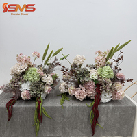 Nouveautés SMS : Chemin de table floral artificiel rose et vert pour mariage, arrangement en rangées pour décoration de mariage
