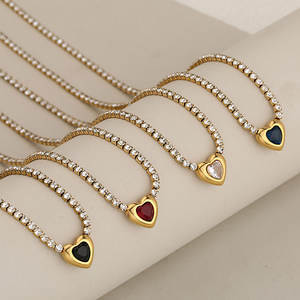 Collar de Moda Personalizado de Acero Inoxidable 316L con Baño de Oro PVD de 18K, Joyería Fina, Collar de Zirconia Tipo Tenis para Mujer - Product Image 1