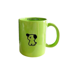 Mug en céramique personnalisé avec logo, tasse à eau pour couple, design esthétique, tasse à café avec motif chiot vert sans tristesse