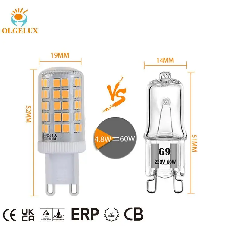 OEM/ODM Factory Price G9 Led Light Bulb 220V Halogen Equivalent Chandelier Lighting G9 Bi Pin Base Light G9 Bulbs