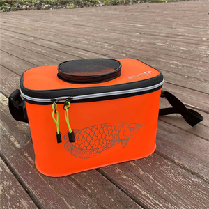 Seau de pêche pliable portable en EVA, boîte à poissons vivants pliable, seau à eau étanche avec couvercle en maille zippé pour le <span class=keywords><strong>camping</strong></span> - Product Image 4