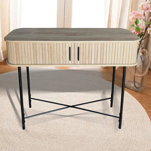 Table <span class=keywords><strong>console</strong></span> moderne en <span class=keywords><strong>bois</strong></span> <span class=keywords><strong>et</strong></span> <span class=keywords><strong>fer</strong></span> pour l'entrée de la maison pour le salon, le hall, l'atelier avec bureau d'ordinateur de style panneau - Product Image 6